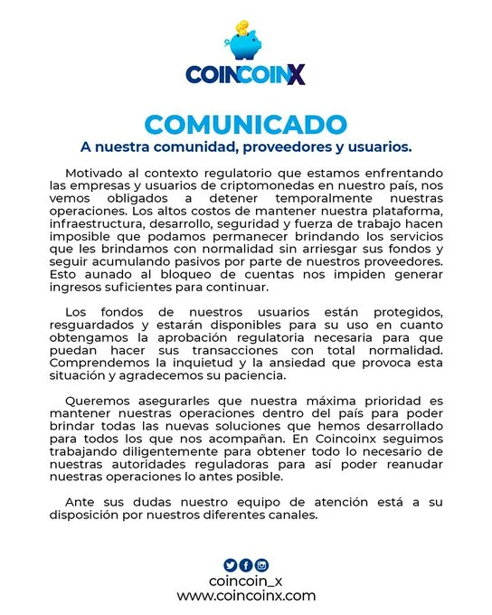 Comunicado de CoinCoinX Abril 2023
